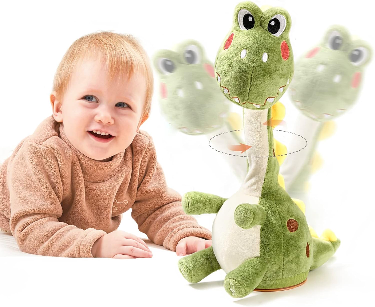 TUMAMA Dinosaur Dancing Interactive Baby Toy, Mimicking Twisted Electronic Soft Plush Toy with Talking Recording Repeat Talking, Talking Dinosaur Toys for Kids Over 3 Years Old