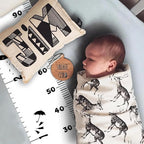 Kids Growth Chart, Wood Frame Fabric Canvas Height Measurement Ruler from Baby to Adult for Child's Room Decoration 7.9 x 79in (7.9 x 79in, Black Car)