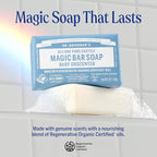 Dr. Bronner's Pure-Castile Magic Bar Soap (Baby Unscented, 5 Ounce, 12-Pack) - Made with Regenerative Organic Certified Oils, Gentle for Sensitive Skin & Babies, Non-GMO, Vegan