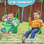 2-in-1 Toddler Swing Set with Metal Stand, Safety Belt & 4 Anchors - A-Frame Swing for Kids 6 Months+ (Blue, Indoor/Outdoor Backyard Playground)
