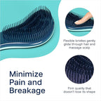 Crave Naturals Glide Thru Hair Brush - 2 Pack Detangler Brush for Curly, Straight, Wet or Dry Hair - Gentle Detangling Brushes for Adults, Kids, Toddlers, 7.5"x3" - Coral and Turquoise