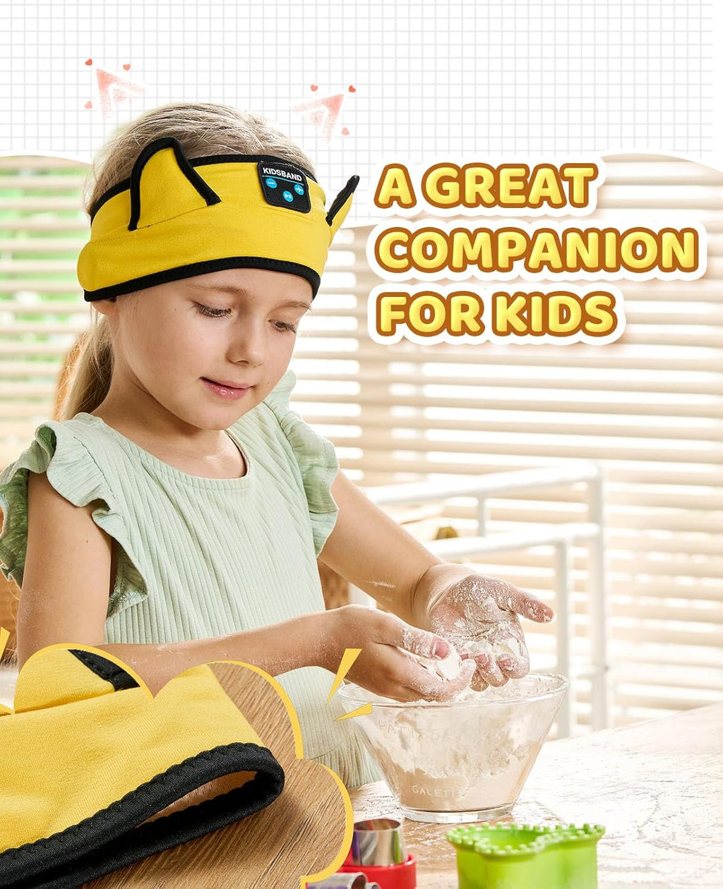 KIDSBAND Kids Headphones, Baby Headphones for Plane, Bluetooth Headphones Headband for Kids with Wired Playback 3.5 MM Jack for School Girls Boys Children,Kindle Tablet Cellphones Airplane Travel