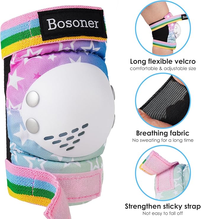 BOSONER Kids/Youth Knee Pad Elbow Pads for Roller Skates Cycling BMX Bike Skateboard Inline Rollerblading, Skating Skatings Scooter Riding Sports