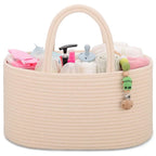 COMSE Baby Diaper Caddy Organizer, Car Caddy, Diaper Change Organizer, Gift Baskets Empty, Portable Tote Bag with Divider, Baby Shower Gifts Newborn Essentials Registry Must Have, Beige