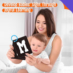 52 PCS Baby Visual Stimulus Cards, Double-Sided High Contrast Black and White, Colorful Alphabet Words Flashcards, Visual Sensory Development Montessori Cards Set for Newborn Baby, Kids, Preschool