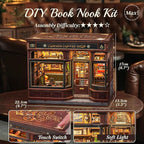 CUTEBEE Book Nook Kit - DIY Miniature House Coffee Shop Dollhouse Kit for Adults and Teens, Booknook Tiny House Bookshelf Decor 3D Wooden Puzzle, Gifts for Family, Friends (Corner Coffee Shop)