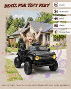 12V Ride on Toys for Kids, Licensed Ford Bronco Raptor Children Electric Vehicles, Toddler Battery Powered Car with Double Doors, 3 Point Safety Belt, Led Lights (12V, Black)