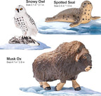 12PCS 4-7" Large Arctic Polar Animal Toys Figurines, Realistic Plastic Artic Animal Figures, Includes Polar Bear,Whales,Orca, Birthday Gift Party Favors Cake Toppers for Kids