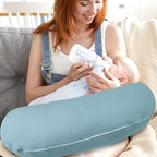 Hooyax Muslin Nursing Pillow Covers 2 Pack, Soft and Breathable Nursing Covers for Breastfeeding Pillows, Adorable Infant Feeding Pillow Slipcover for Baby Boy and Girls (Blue Grey)