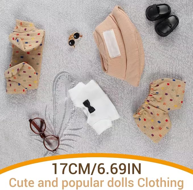 17CM Collectible Doll Clothes.17cm Mini Doll Clothing Set.Exquisite Handmade.Suitable for Small Collectible Dolls.Multiple Styles Available (Dresses/Casual Wear/Holiday Outfits) (NO Doll) (Style F)