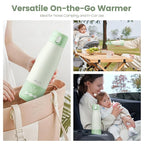 Portable Bottle Warmer for Travel, 3Min Fast Heating Bottle Warmer for Breastmilk & Water, 12 Oz Milk Warmer with Precise Temp Control and 9000mAh Long-Lasting Battery for Travel, Car, Outdoor