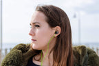 LUDOS Ultra Wired Earbuds in-Ear Headphones, 5 Years Warranty, Earphones with Microphone, Noise Isolating Ear Buds, Memory Foam for iPhone, Samsung, School Students, Kids, Women, Small Ears - Green