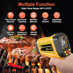 Infrared Thermometer Gun -58°F to 1472°F with Backlit Display, Laser Thermometer Temperature Gun with Adjustable Emissivity & Max and Min Measure, Dual Laser Targeting Temp Gun for Cooking, Griddle