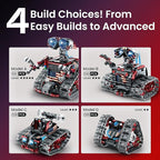 Sillbird Robot Building Kit with Remote Control Gifts for Kids Boys Ages 8-12, STEM Coding Robotic Technic Tracked Racer Car Toys for Birthday - Build 4in1 Model with 631 Pieces