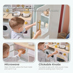 Teamson Kids Little Chef Savannah Wooden Montessori Pretend Play Kitchen for Toddlers Kids Ages 3+ Modular Three-Piece Set with Sink Cart Stove & Fridge for Boys and Girls Playset, Green