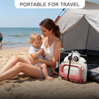 Collapsible Baby Bathtub for Newborn to Toddler (0-24 Months), Portable Baby Bath Tub for Travel, Newborn Bathtub with Soft and Supportive Cushion (Panda-Pink)