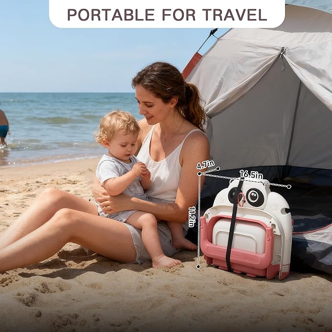 Collapsible Baby Bathtub for Newborn to Toddler (0-24 Months), Portable Baby Bath Tub for Travel, Newborn Bathtub with Soft and Supportive Cushion (Panda-Pink)