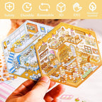 DIY 3D Sticker Scene, 6 Sets of Cute Miniature Isometric Stickers for Kids Adult Therapy Scenes Sticker Reuseable and Waterproof Stickers for Girl