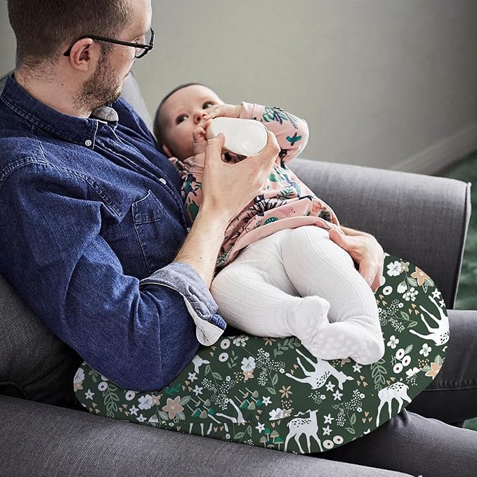 Little Grape Land Nursing Pillow for Infants, Breastfeeding Pillows, Baby Support Pillow for Nursing, Bottle Feeding, Tummy Time with Machine Washable Cover & Breathable Filling (Forest Deer)