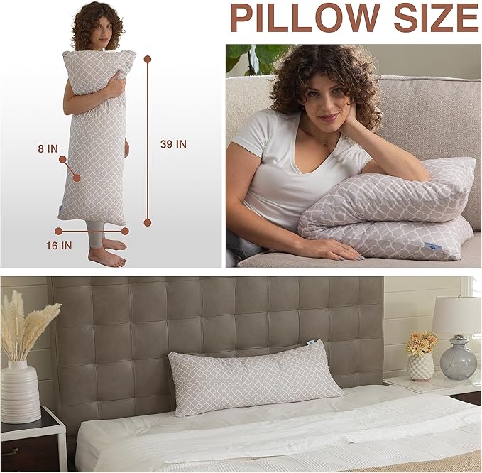 Pharmedoc Body Pillow, Pregnancy Pillows, Side Sleeper Pillow, Long, Memory Foam Pillow, Arabesque
