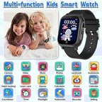 Kids Waterproof Smart Watch Gift for Boys Ages 3-12, 32 Puzzle Games, HD Touchscreen, Dual Camera, Vedio Pedometer Music Player, Kids Watch Toy Birthday Gifts for Boys Ages 5 6 7 8 9 10 (Black)