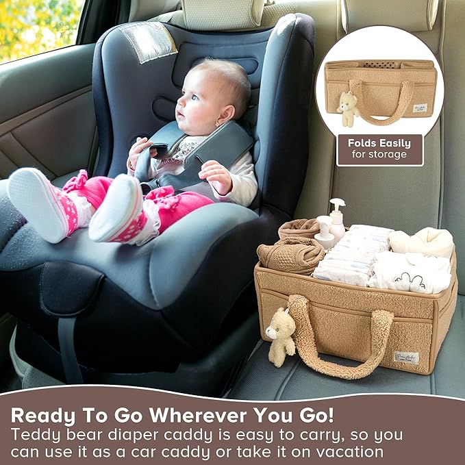 PeraBella Diaper Caddy Organizer for Changing Table, Storage Basket for Wipes, Gift for Baby Shower, Car Organizer, Nursery Organizer, Portable Storage