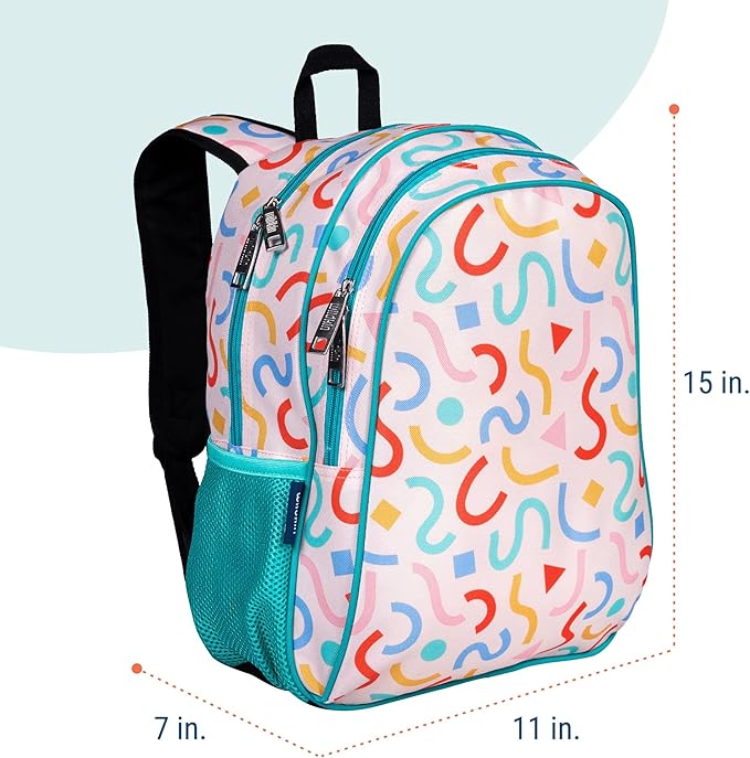 Wildkin 15-inch Kids Backpack – Durable, Padded, Adjustable for School & Travel - Confetti Peach