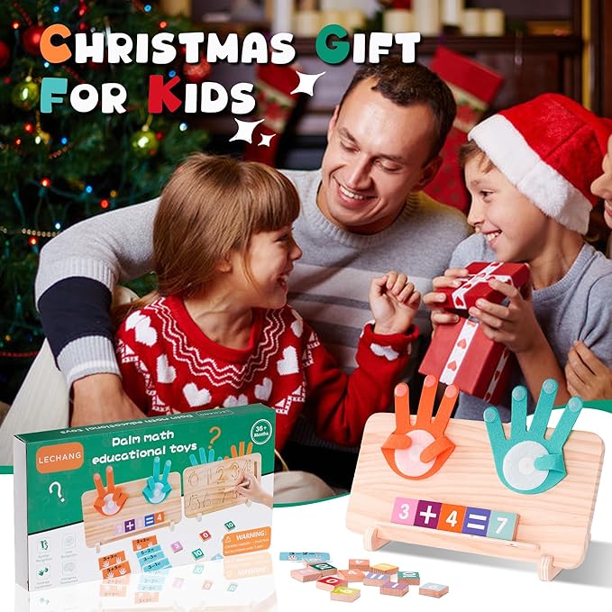 Hirger Preschool Learning Toys for Toddlers 2-4, Educational Math Manipulatives Number Counting Blocks for Kids, Montessori Toy for Boys Girls Age 2+ Birthday Gifts