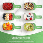 HaWare Stainless Steel Snack Containers for Toddlers and Kids, 8 oz Leak Proof Food Storage Containers with Green Silicone Lids, Stackable Small Metal Lunch Box for Daycare and School- 3 Packs