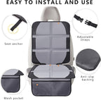 Car Seat Protector, 2 Pack Baby CarSeat Covers with Mesh Pockets & Non-Slip Backing 600D Durable Seat Protectors Under Car Seat for Baby(Gray, Large)