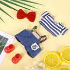 Clothes for 6.7in/17cm Doll, Set of 4 Cute Doll Accessories Includes Doll Hat+T-Shirt+Bib Pants+Shoes Set Premium Fashion Outfit for Collectors Unique Gift (Style A)