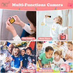 Kids Camera, HD Digital Video Camera,Childrens Toys for 3 4 5 6 7 8 9 Year Old Boys/Girls, Selfie Camera for Kids, Christmas Birthday Gifts with 32GB SD Card(Pink)