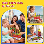 Magnetic Tiles Travel Toys with Storage Case, Portable STEM Building Blocks for 3-8 Year Olds, Toddler Airplane Activities & On-The-Go Birthday Gift for Boys & Girls