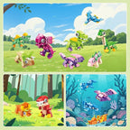 24 Pack Mini 3-in-1 Dinosaur Building Set, Kid's Classroom Gifts Build Block Toy Stocking Stuffers, Classroom Prizes Goodie Bags Fillers, Party Favors Boxes for Boys Girls 6 8 10 12