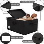 GRANNY SAYS Fabric Storage Bin with Lid, Linen Closet Organizers and Storage Baskets, Large Storage Box, Clothes Bins for Closet Organizing, Jumbo, Black, 1-Pack