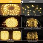 100ft 1200 LED Rope Lights Outdoor, Connectable Warm White Rope Lights Plug in, Outdoor String Lights Waterproof Decorative Lighting for Deck Patio Backyard Garden Pool Camping Room Indoor Décor