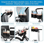 Accmor Stroller Cup Holder with Phone Holder, Bike Cup Holder, Universal Cup Holder for Uppababy Nuna Doona Strollers, 2-in-1 Cup Phone Holder for Stroller, Bike, Wheelchair, Walker, Scooter
