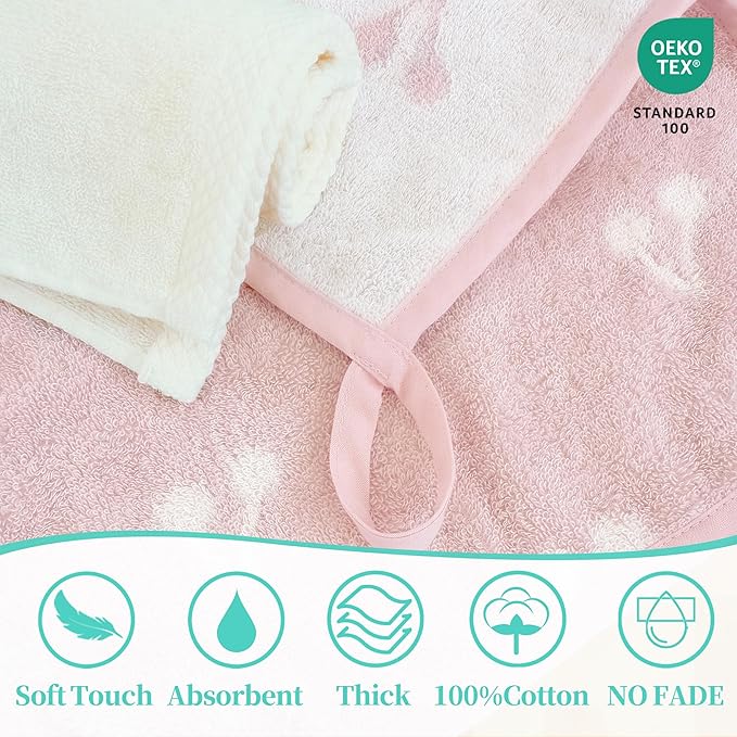 VOOVA & MOVAS 6 Pack 100% Cotton Baby Washcloths | 12x12 Inches | Highly Absorbent | Ultra-Soft Newborn Towels | Perfect Set | Jacquard Cherry & Ivory Colors