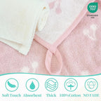 VOOVA & MOVAS 6 Pack 100% Cotton Baby Washcloths | 12x12 Inches | Highly Absorbent | Ultra-Soft Newborn Towels | Perfect Set | Jacquard Cherry & Ivory Colors