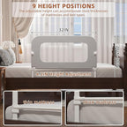 Bed Rail for Toddlers, Baby Bed Rail Guard for Kids, Toddler Bed Rails with Reinforced Anchor Fit, Height Adjustable & Foldable Bed Rail Guard for Twin, Full, Queen & King Beds (Grey, 32IN)