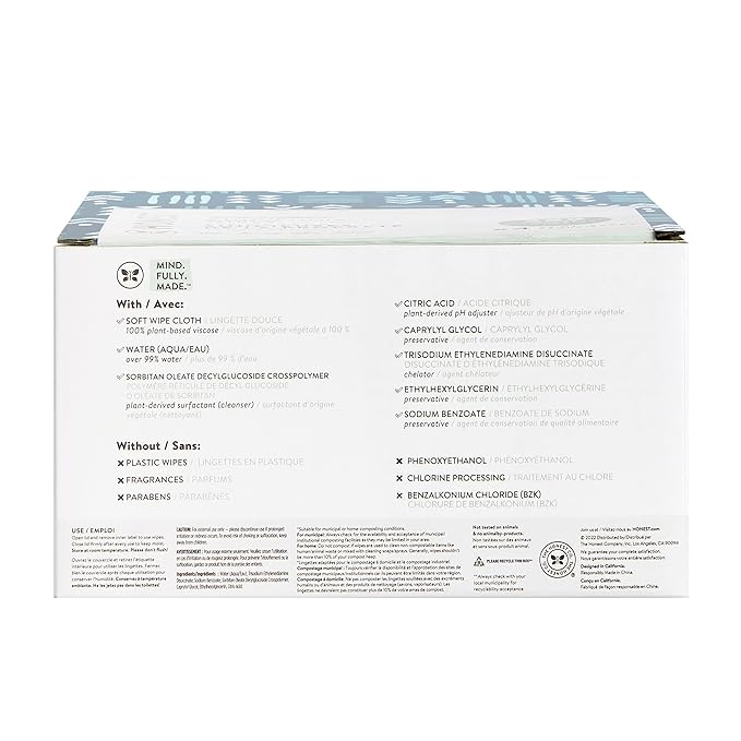The Honest Company Clean Conscious Multi-Use Wipes | Hypoallergenic + Unscented for Sensitive Skin | Over 99% Water, Compostable, Plant Based, Baby Wipes | Balance Blues, 288 Count