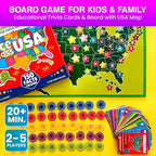 QUOKKA States of America Board Game for Kids Ages 8-12 and Families – Learn US States, Capitals, Landmarks & Fun Facts – Trivia Game with 50 Cards & Map Board – Educational Game for Classrooms or Home