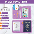 Melsbrinna RFID Passport Holder for Travel, Unisex Adults, Purple, Faux Leather, Travel Wallet, Passport Cover, RFID Protected