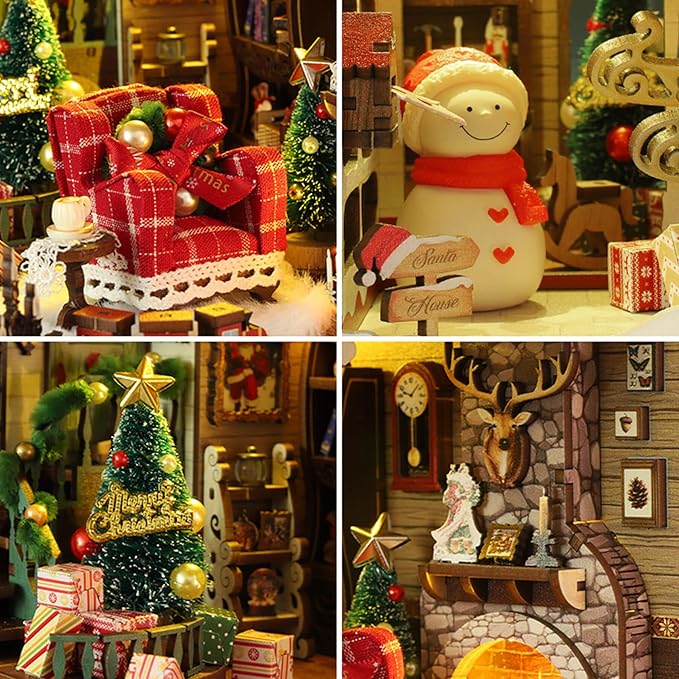 Christmas Book Nook Kit - DIY Miniature House Dollhouse Kit for Adults and Teens, Booknook Bookshelf Insert Christmas Decorations, Gifts for Family and Friends (Merry Christmas)