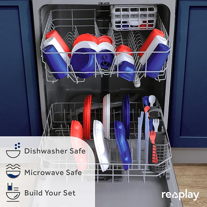 Re-Play Sippy Cups for Toddlers - 10 Oz. Reusable Spill Proof Cups for Kids, Dishwasher/Microwave Safe - Made in USA - Set of 3-3.13" x 6.25" - Patriotic