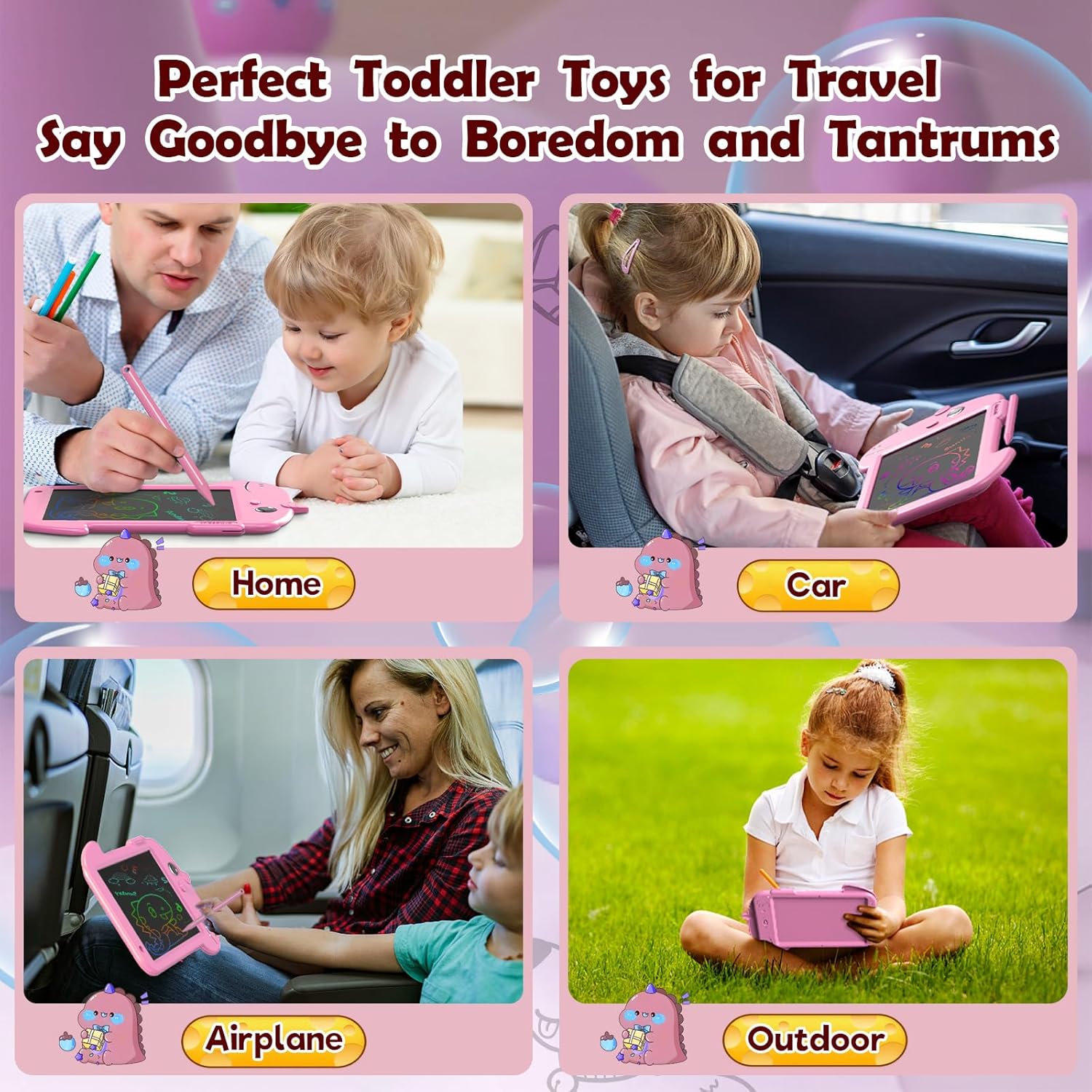 LCD Writing Tablet for Kids 8.8 Inch Toddler Toys for 3 4 5 6 7 8 Year Old Boys Girls Toys Drawing Pad Dinosaur Toys for Toddlers Doodle Board Drawing Tablet Birthday Christmas Gifts (Pink)