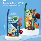 hahaland Baby Toys 0-6 Months - Crinkle Books for Babies 2PCS, Cloth Texture Tails Sensory Book 6-12 Months - Soft, Tummy Time, Montessori Toys 3 4 5 Month Newborn Twin Boys Gifts Travel Infant Toy