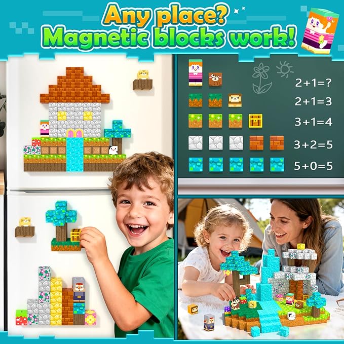 Soyee 150PCS Magnetic Blocks - Magnetic Building Blocks Stacking Magnets Toys for Kids Montessori Sensory STEM Toddler Construction Toys for Ages 3-5 5-7 8-13 Christmas Birthday Gifts