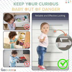 Upgraded Baby Proofing Cabinet Latches for Toddlers - 10 Pcs White Child Proof Cabinet Locks for Child Safety, Easy Set Up Child Locks for Cabinets and Drawers Security for Baby Proof Pantry