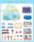 Kids Play Tent, Pop Up Play Tent Fishing Shop Theme with Complete Toy Set, Play Toys Play Set for Kids Indoor Outdoor Pretend Play
